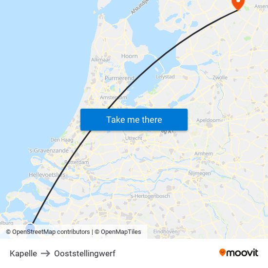 Kapelle to Ooststellingwerf map