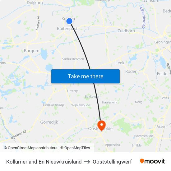 Kollumerland En Nieuwkruisland to Ooststellingwerf map