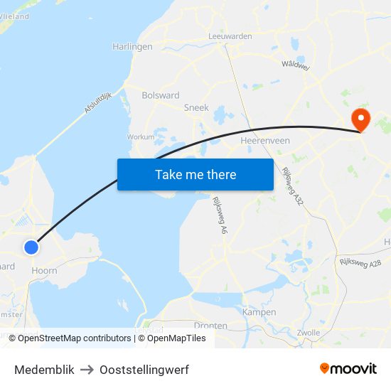 Medemblik to Ooststellingwerf map