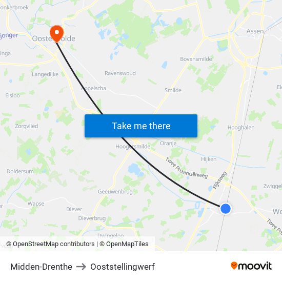 Midden-Drenthe to Ooststellingwerf map