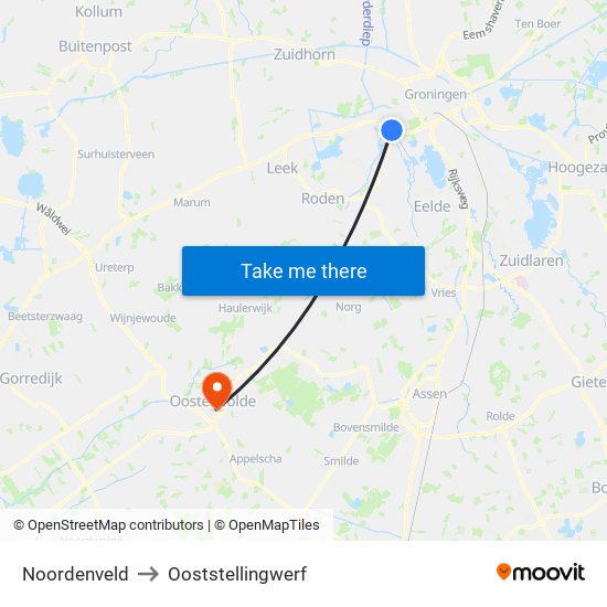 Noordenveld to Ooststellingwerf map