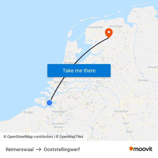 Reimerswaal to Ooststellingwerf map