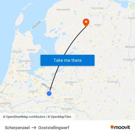 Scherpenzeel to Ooststellingwerf map