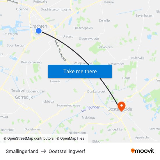 Smallingerland to Ooststellingwerf map