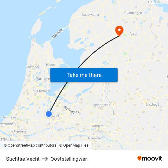 Stichtse Vecht to Ooststellingwerf map