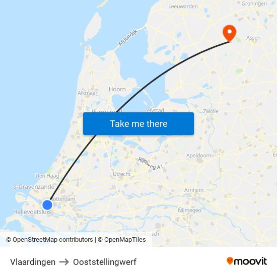 Vlaardingen to Ooststellingwerf map
