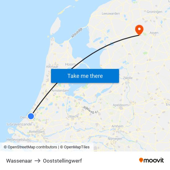 Wassenaar to Ooststellingwerf map