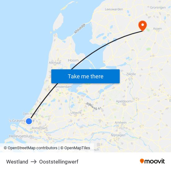 Westland to Ooststellingwerf map