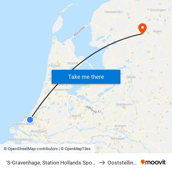 'S-Gravenhage, Station Hollands Spoor (Perron A) to Ooststellingwerf map