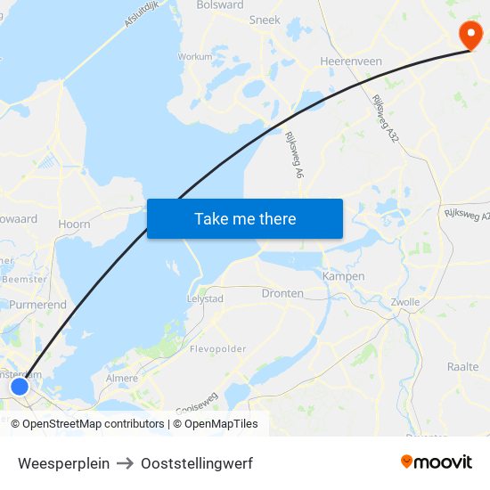 Weesperplein to Ooststellingwerf map