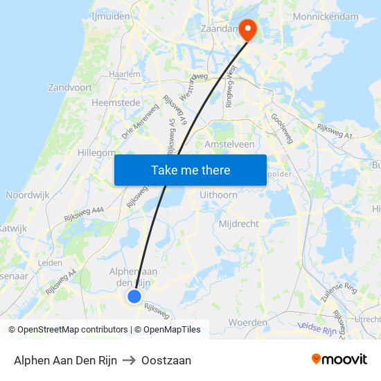 Alphen Aan Den Rijn to Oostzaan map