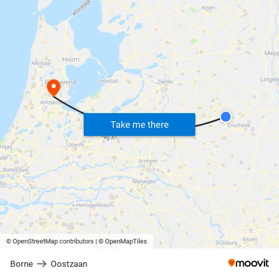 Borne to Oostzaan map
