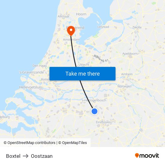 Boxtel to Oostzaan map