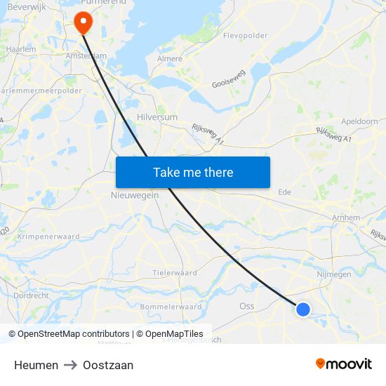 Heumen to Oostzaan map