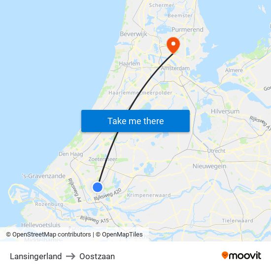 Lansingerland to Oostzaan map