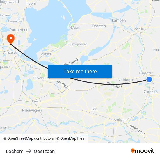 Lochem to Oostzaan map