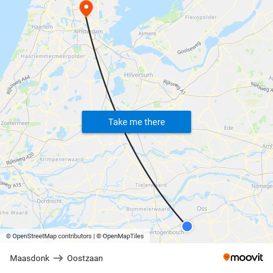 Maasdonk to Oostzaan map