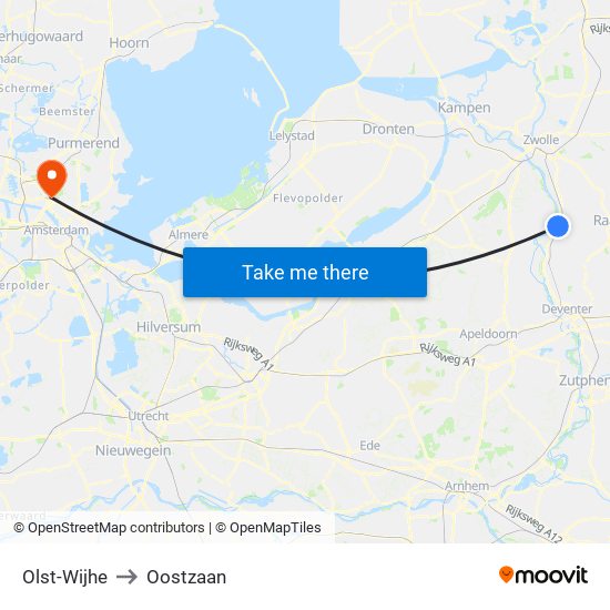 Olst-Wijhe to Oostzaan map