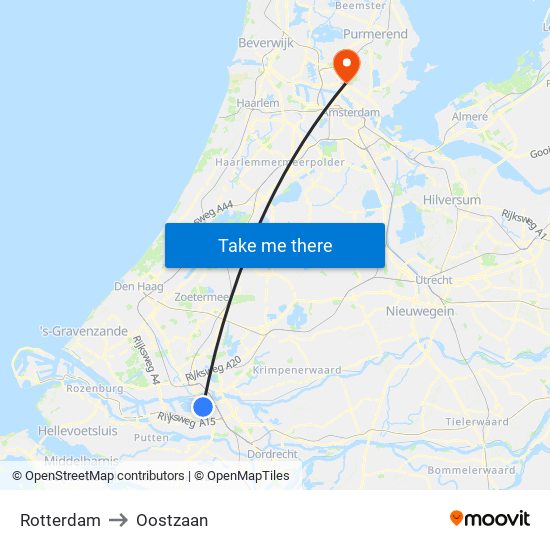 Rotterdam to Oostzaan map