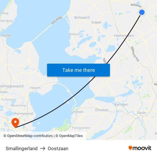 Smallingerland to Oostzaan map