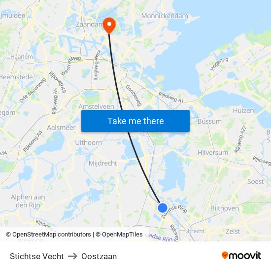 Stichtse Vecht to Oostzaan map