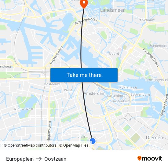 Europaplein to Oostzaan map
