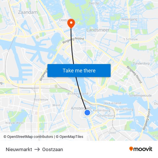 Nieuwmarkt to Oostzaan map