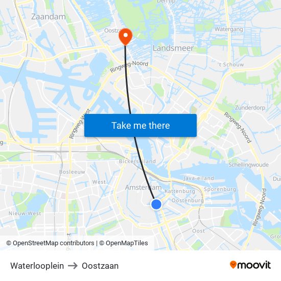 Waterlooplein to Oostzaan map