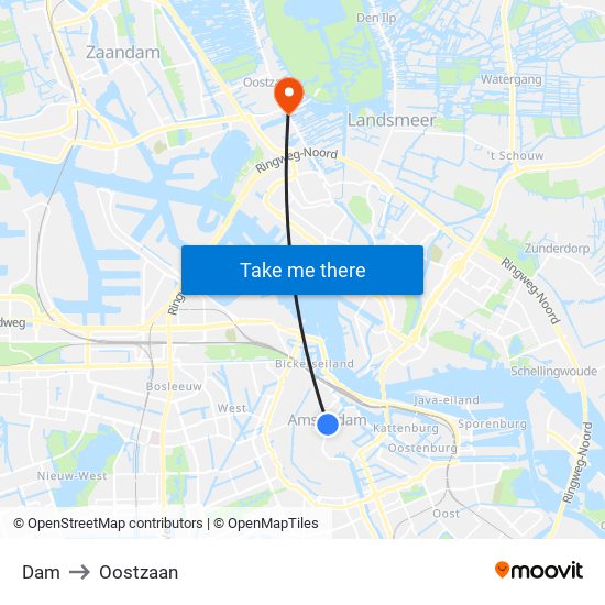 Dam to Oostzaan map