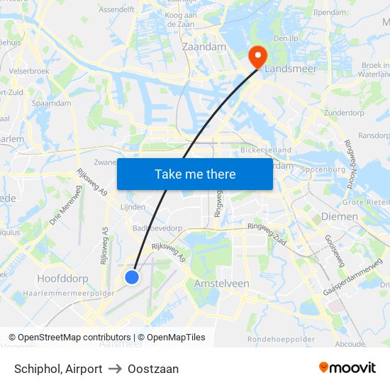 Schiphol, Airport to Oostzaan map