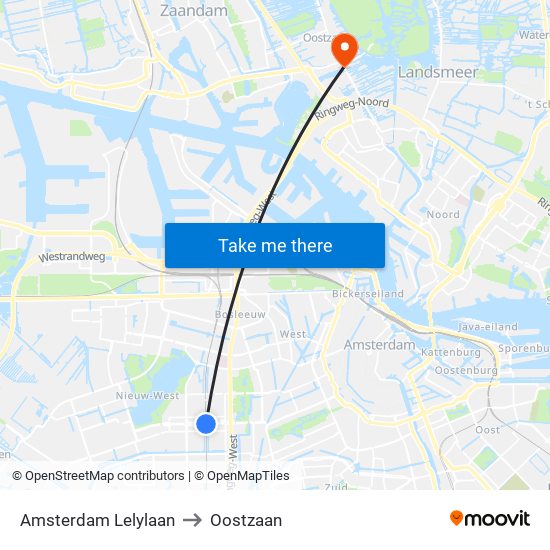 Amsterdam Lelylaan to Oostzaan map