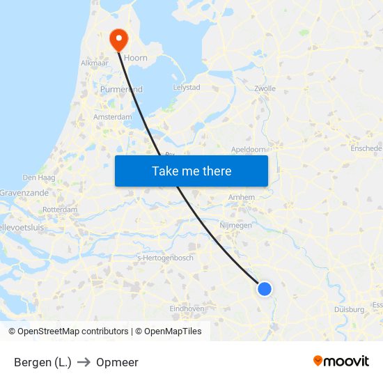 Bergen (L.) to Opmeer map
