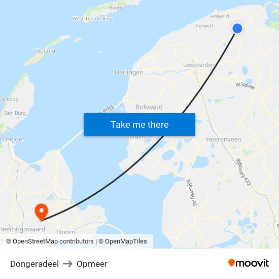 Dongeradeel to Opmeer map