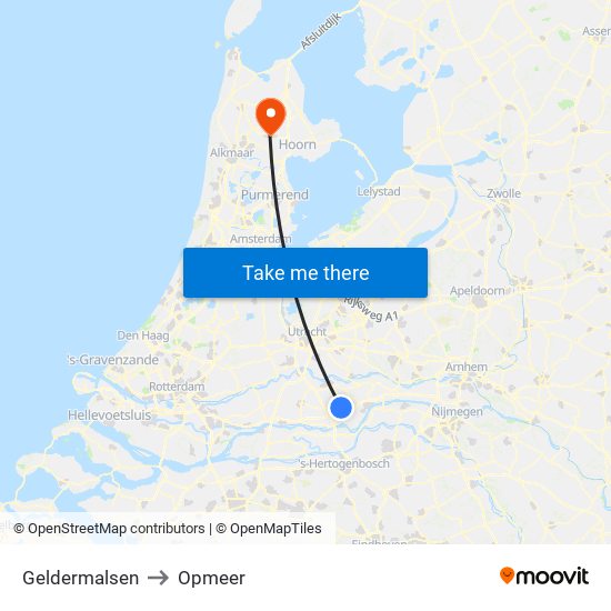 Geldermalsen to Opmeer map