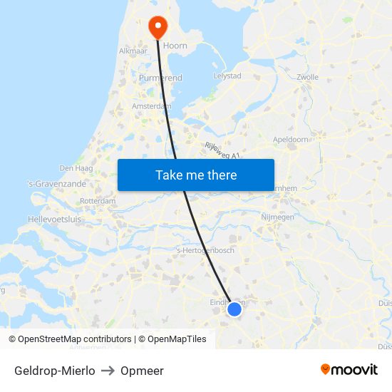 Geldrop-Mierlo to Opmeer map