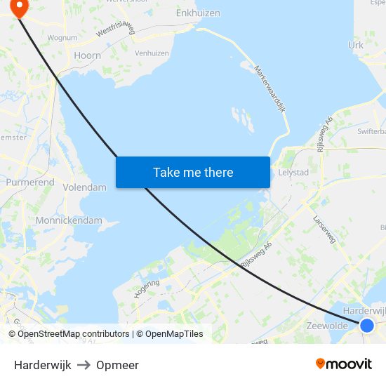 Harderwijk to Opmeer map