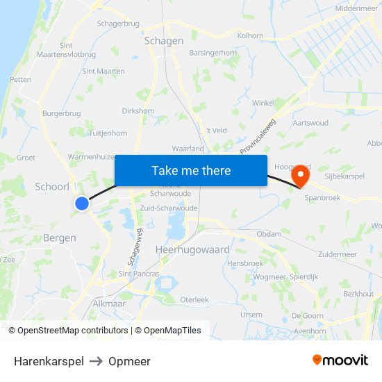 Harenkarspel to Opmeer map