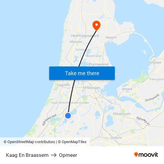 Kaag En Braassem to Opmeer map