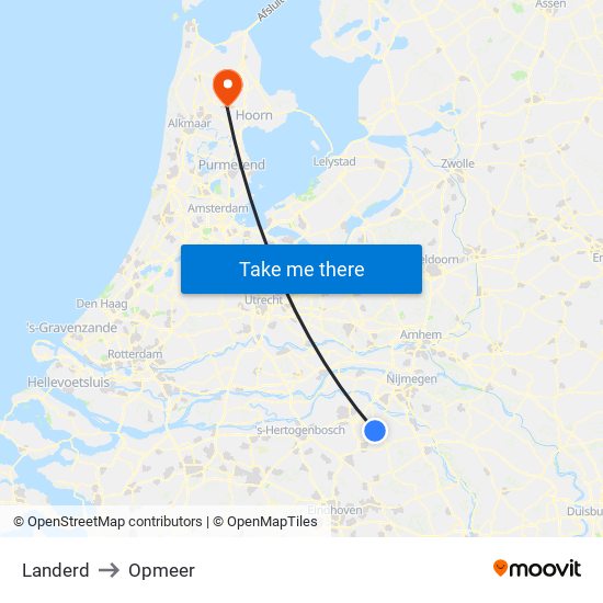 Landerd to Opmeer map