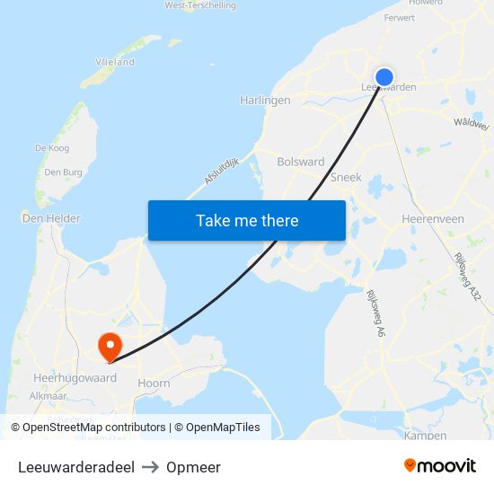 Leeuwarderadeel to Opmeer map