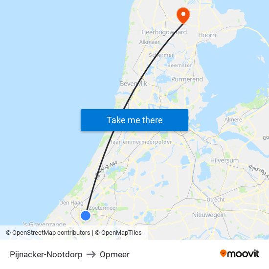 Pijnacker-Nootdorp to Opmeer map