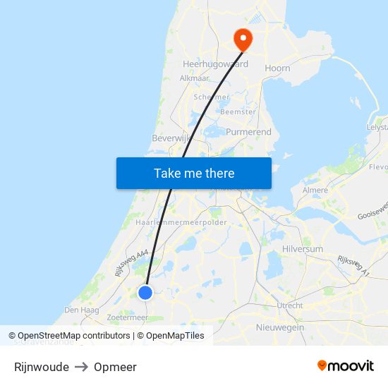 Rijnwoude to Opmeer map