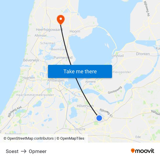 Soest to Opmeer map