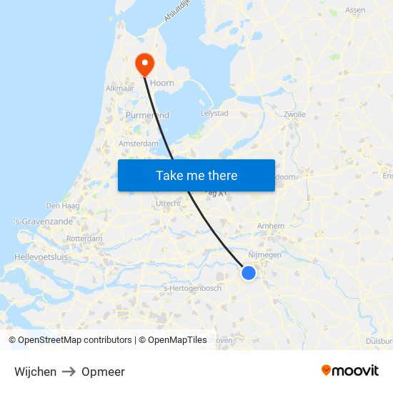 Wijchen to Opmeer map