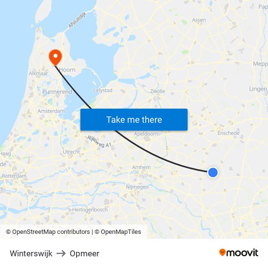 Winterswijk to Opmeer map