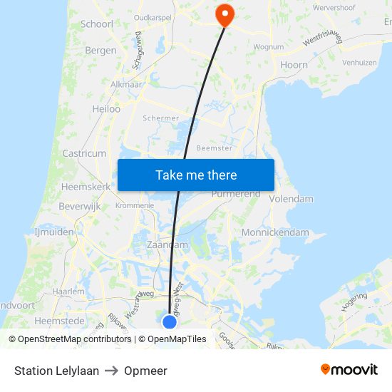 Station Lelylaan to Opmeer map