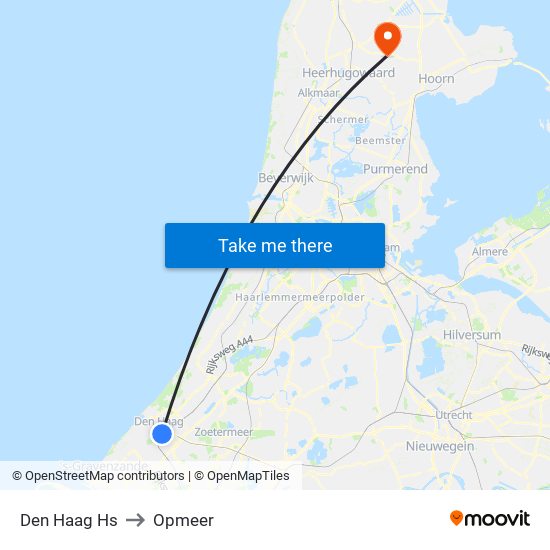 Den Haag Hs to Opmeer map