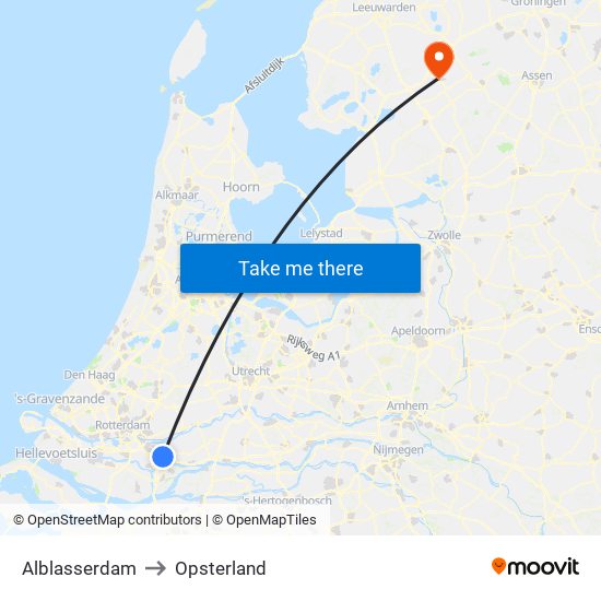 Alblasserdam to Opsterland map