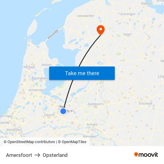 Amersfoort to Opsterland map