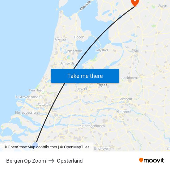 Bergen Op Zoom to Opsterland map